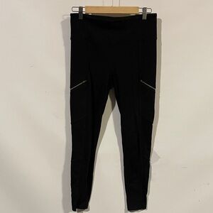Athleta Black Leggings with Zipper Side Pockets